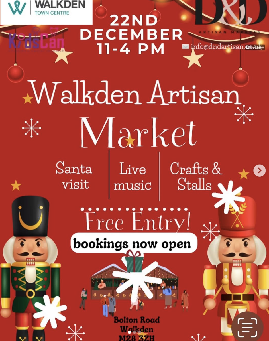 🎅 Walkden Artisan Christmas Market on 22nd December – Book Your Stall Today! 🎄
