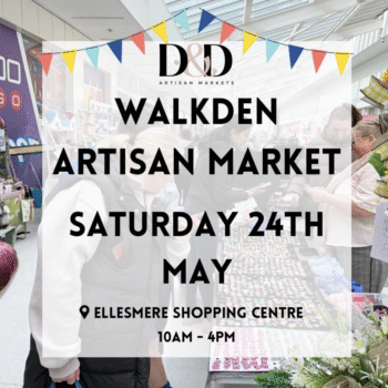 Visitors browsing handmade stalls at Walkden Artisan Market, taking place at Ellesmere Shopping Centre on Saturday 24th May 2025.