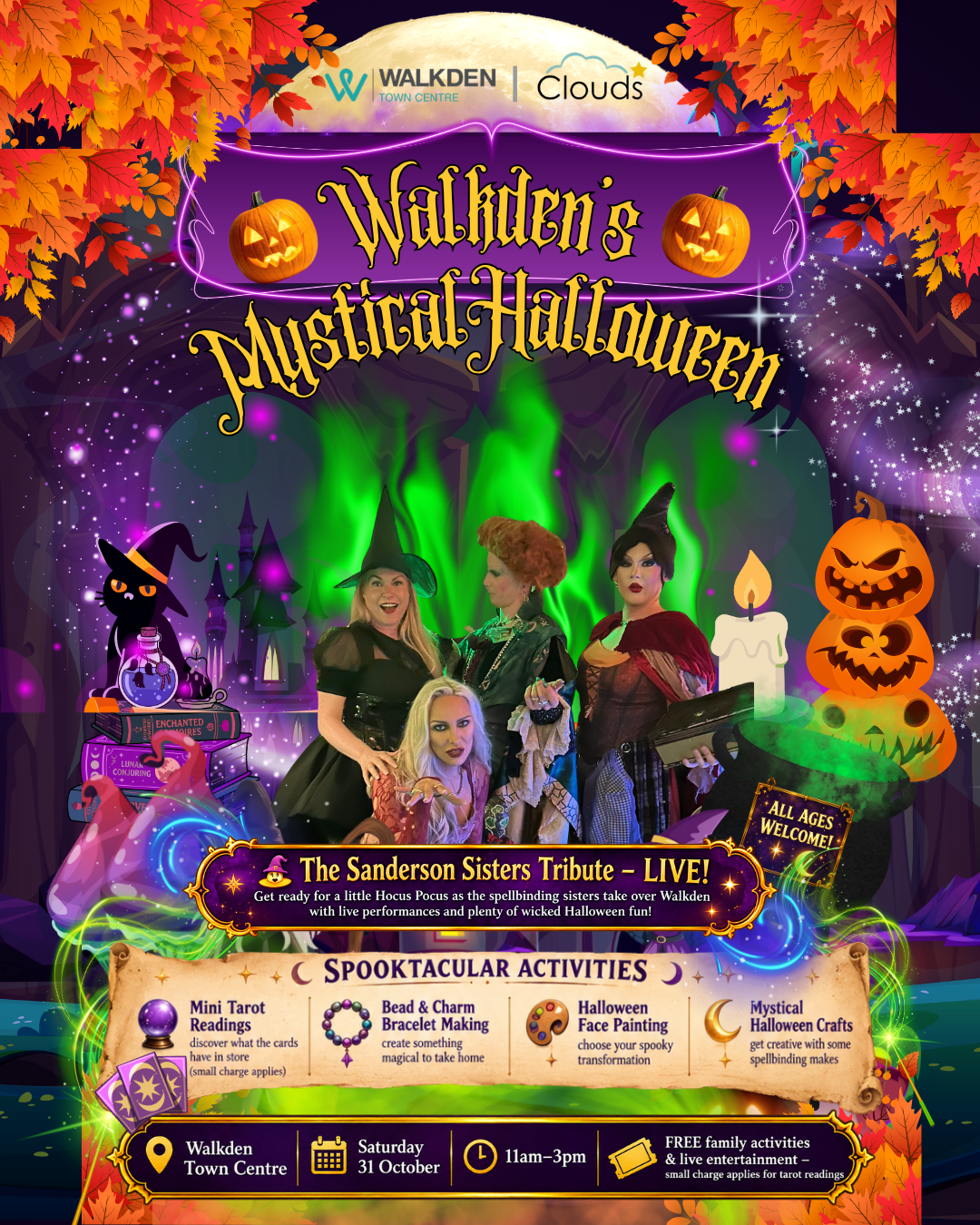 Walkden’s Mystical Halloween: Free Family Fun with The Sanderson Sisters Tribute